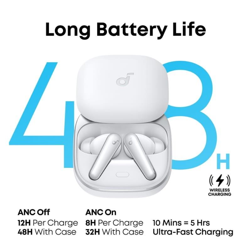 Soundcore Liberty 5 ANC Branco - duração da bateria