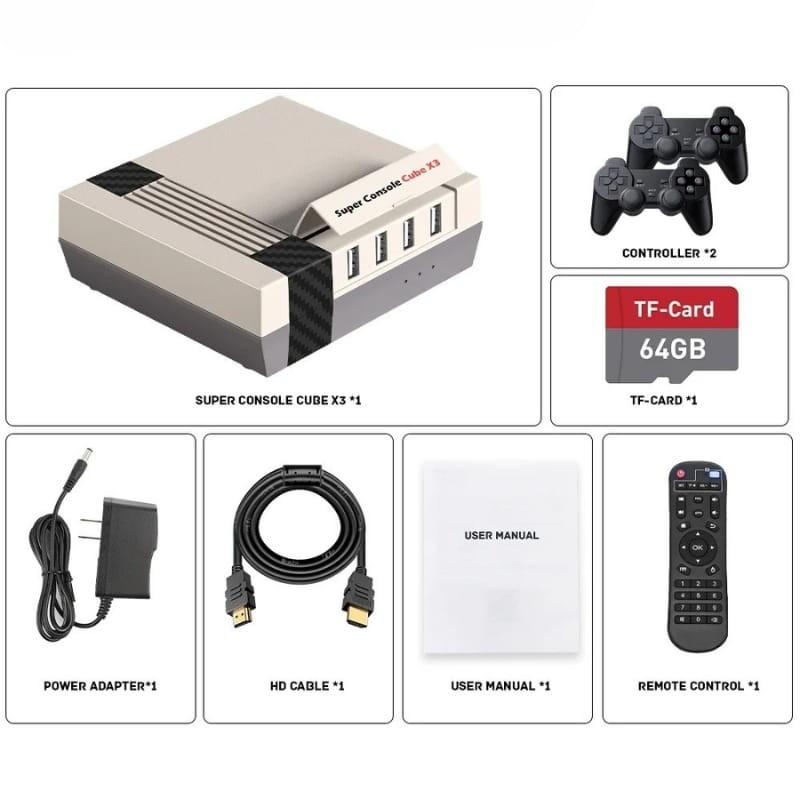 Super Console Cube X3 4Go/32Go Triple OS - contenu de la boîte