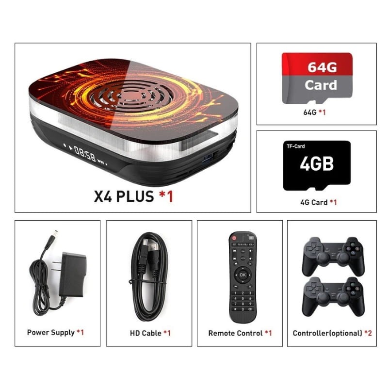 Super Console X4 Plus 4Go/32Go Triple OS - contenu de la boîte