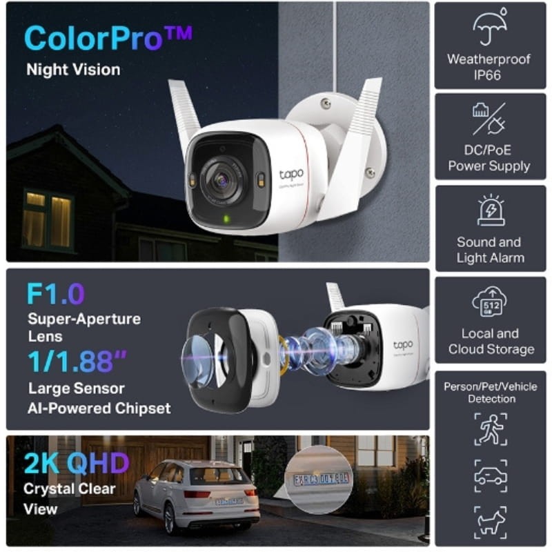 TP-Link Tapo C325WB 2K QHD IP66 WiFi - funciones principales