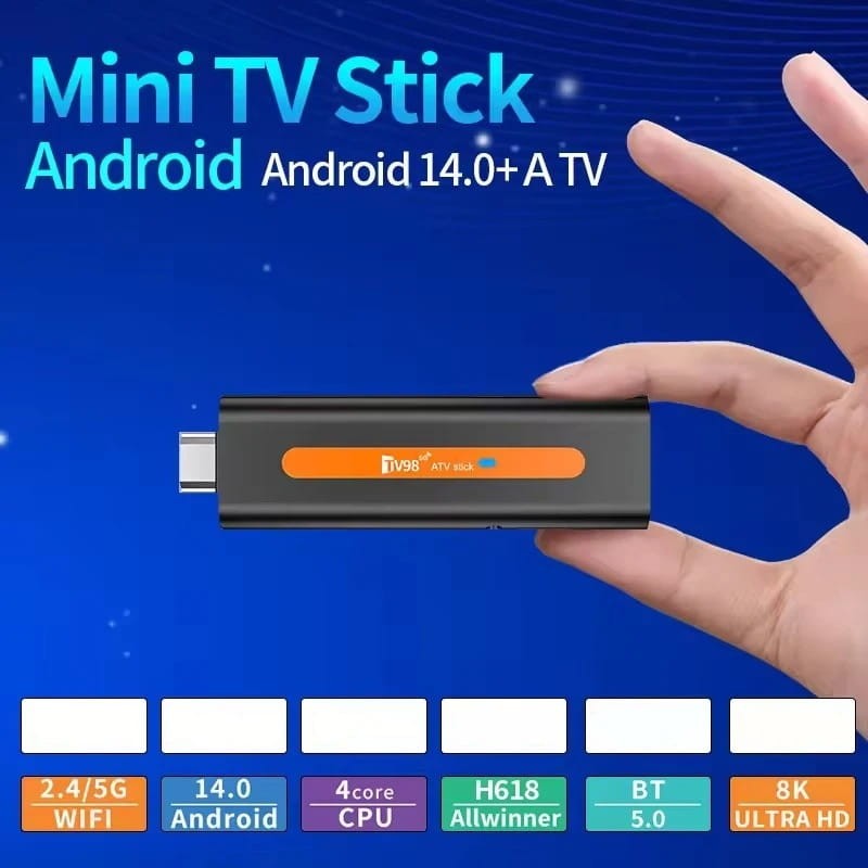 TV98 ATV Stick H618 2GB/16GB Android 14 - diseño formato stick