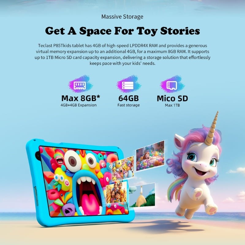 Teclast P85T Kids 8 4GB/64GB WiFi Azul - capacidad de memoria