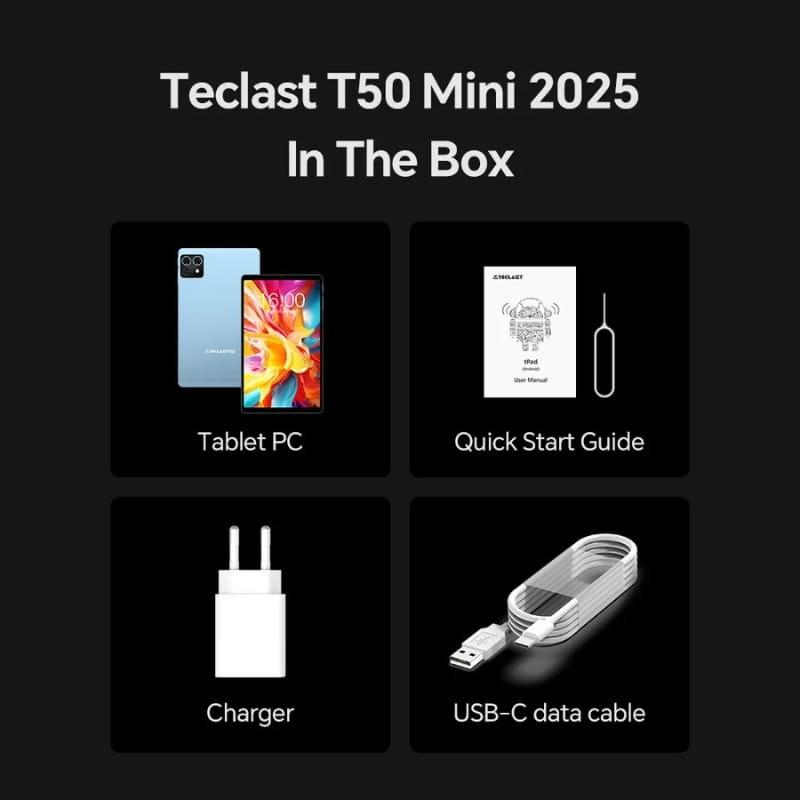 Teclast T50 Mini 8,7 8GB/128GB WiFi + 4G - contenido de la caja