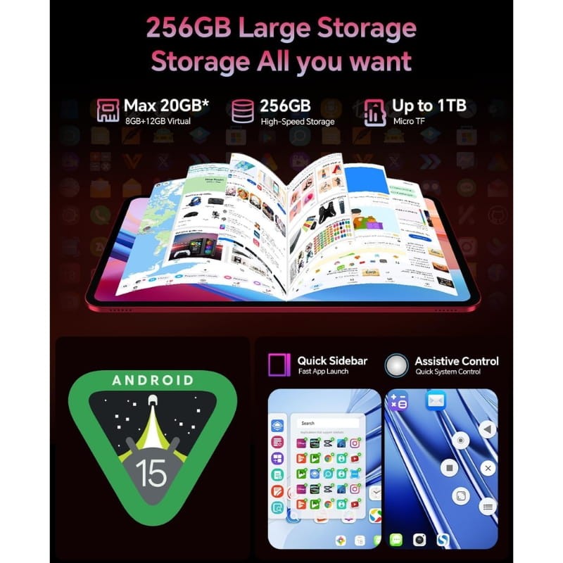 Teclast T65 Plus 13,4 polegadas 8GB/256GB WiFi + 4G Vermelho - memória e sistema operativo