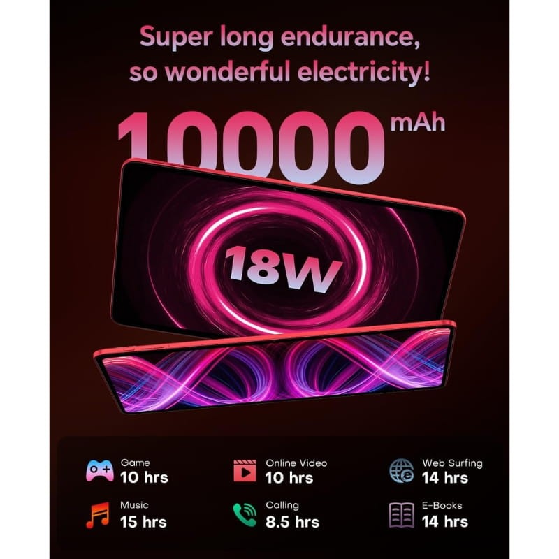 Teclast T65 Plus 13,4 polegadas 8GB/256GB WiFi + 4G Vermelho - capacidade da bateria