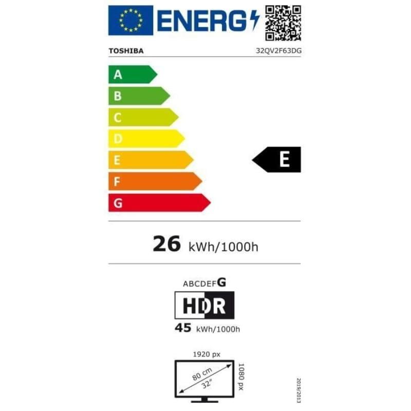 Toshiba 32QV2F63DG 32'' Full HD QLED Smart TV - l'efficacité énergétique
