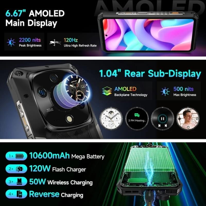 Ulefone Armor 28 Pro 5G 16Go/512Go Noir Robuste - système d'affichage