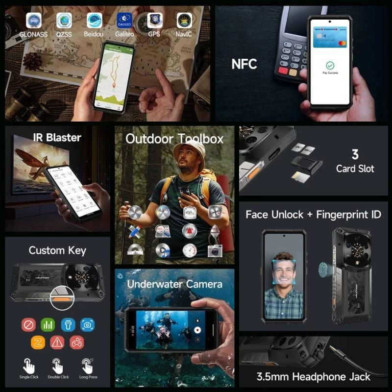 Ulefone Armor 28 Pro 5G 16Go/512Go Noir Robuste - fonctions supplémentaires