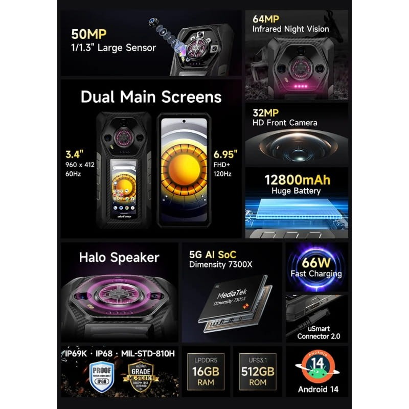 Ulefone Armor 30 Pro 5G 16Go/512Go Noir - principales caractéristiques