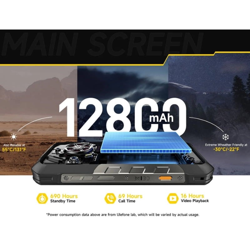 Ulefone Armor 30 Pro 5G 16Go/512Go Noir - capacité de la batterie