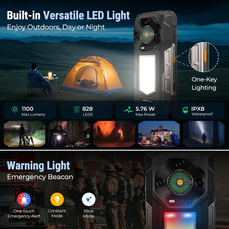 Ulefone Armor 33 12GB/512GB Rugged - luz LED de emergencia