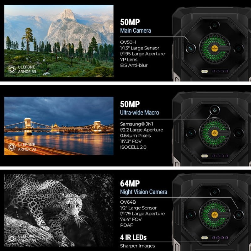 Ulefone Armor 33 12GB/512GB Rugged - sistema de cámaras