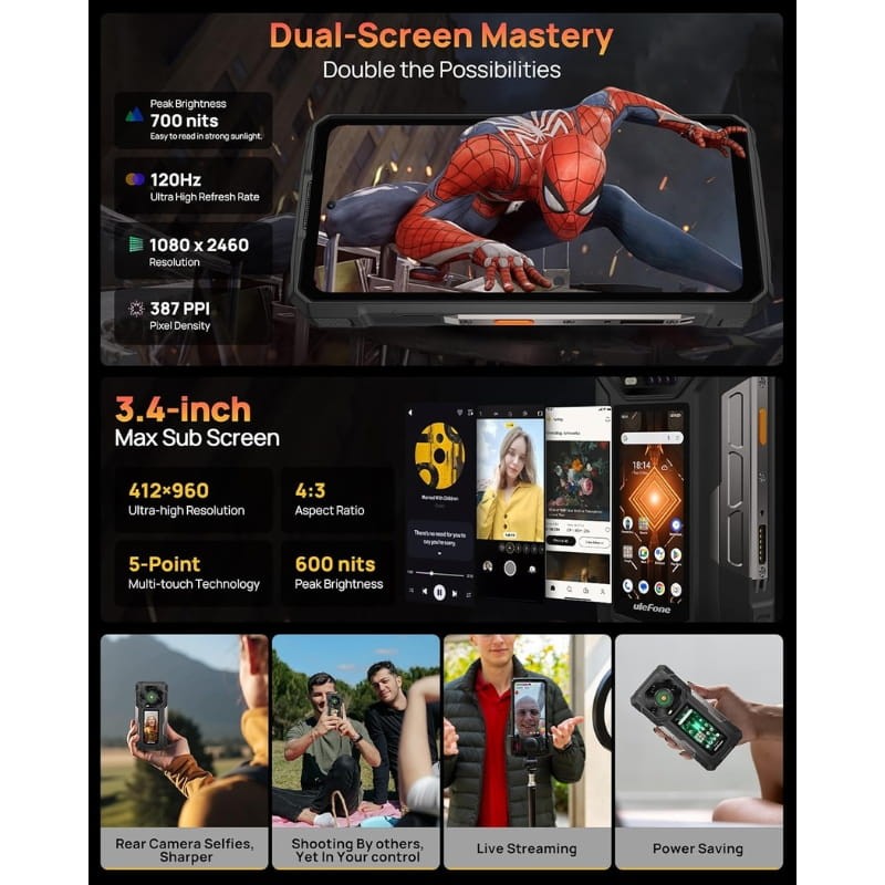 Ulefone Armor 33 Pro 5G 16GB/512GB Rugged - pantalla doble