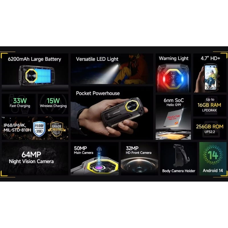 Ulefone Armor Mini 20 8Go/256Go Noir - principales caractéristiques