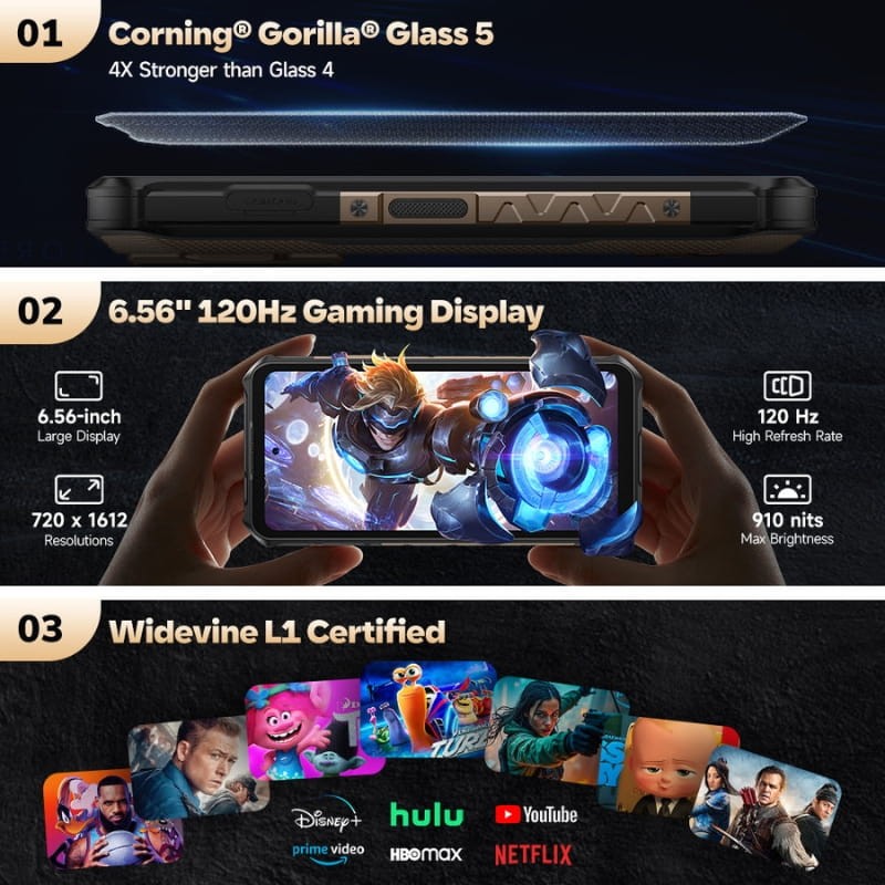 Ulefone Armor X16 Pro 5G 8 GB/256 GB Preto - caraterísticas de visualização