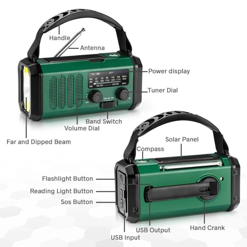 Radio E30 10000 mAh Verde - Radio de Emergencia - interfaz