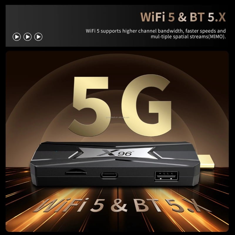 X96 NEO S905X5M 4GB/32GB Android 14 - Conectividade WiFi + Bluetooth