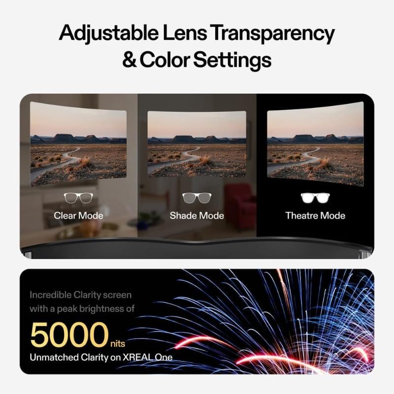 XREAL One Noir - couleur et transparence