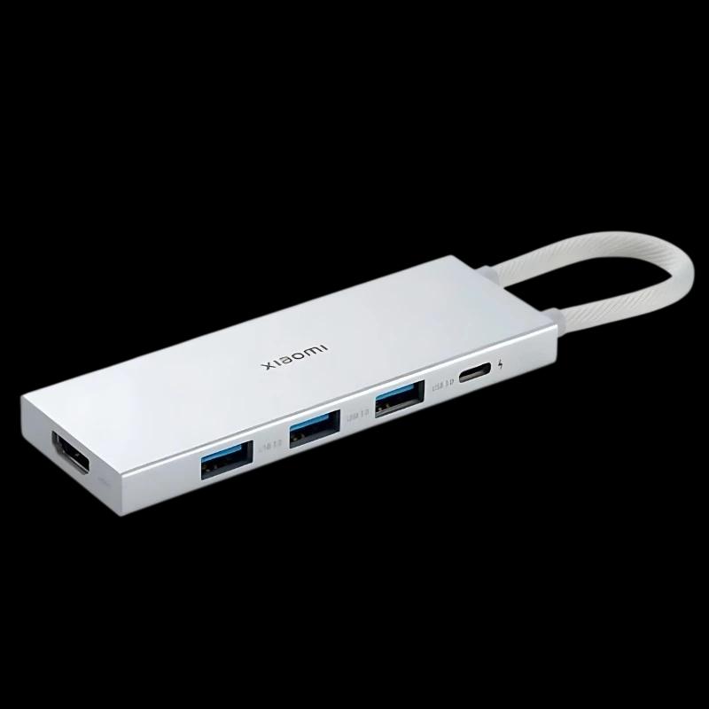 Xiaomi 5-in-1 Type-C Hub USB-C+USB 3.0x3+HDMI Plata