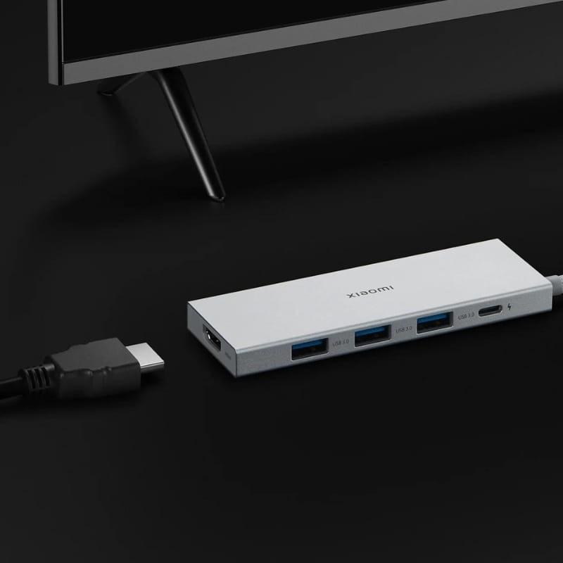 Xiaomi 5-in-1 Type-C Hub USB-C+USB 3.0x3+HDMI Plata - puerto HDMI