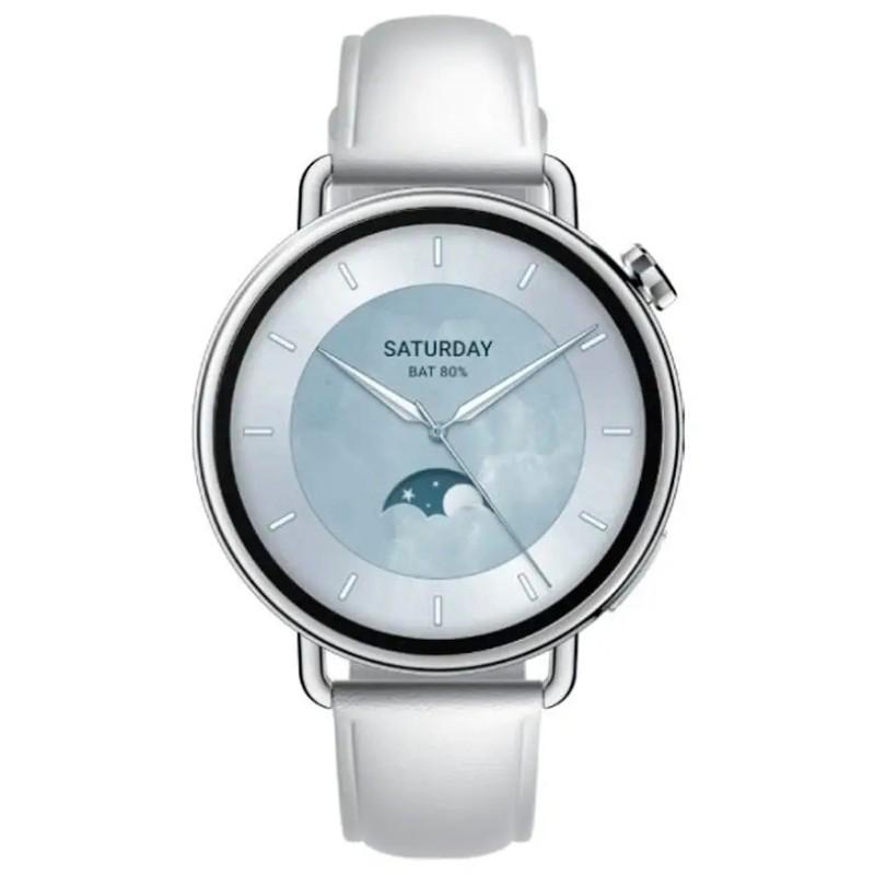 Xiaomi Watch S4 41 mm avec bracelet en cuir Blanc - vue de face