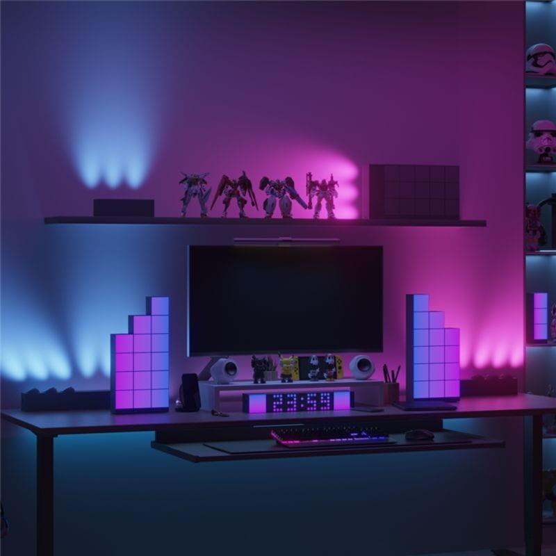Composition gaming sur bureau avec la Lampe intelligente Yeelight Cube Panel