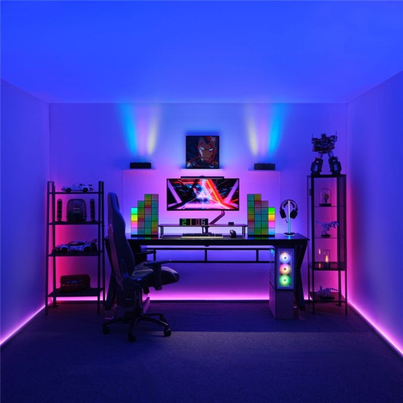 Salle gaming éclairée avec la Lampe intelligente Yeelight Cube Panel