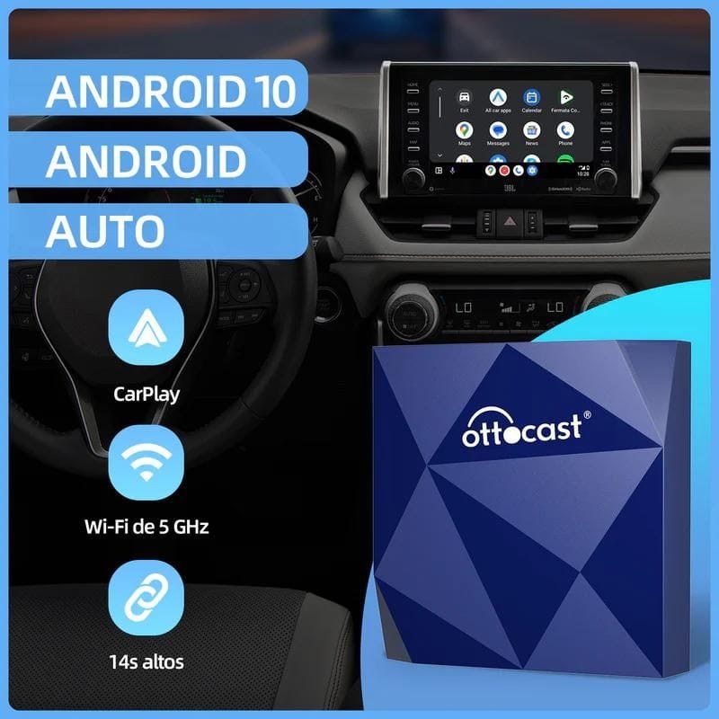 Ottocast A2AIR Azul - Adaptador Inalámbrico Android Auto en el coche