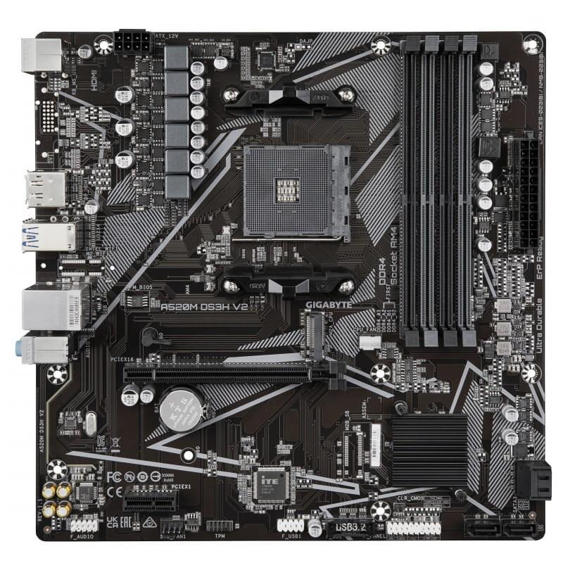 Gigabyte A520M DS3H V2 AMD Socket AM4 128GB Micro ATX Negro - Placa base imagen frontal
