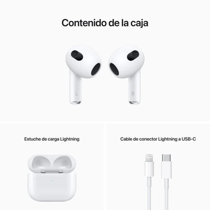Apple AirPods 3ra Generación Bluetooth 5.0 IPX4 Blanco - Auriculares inalámbricos contenido de la caja