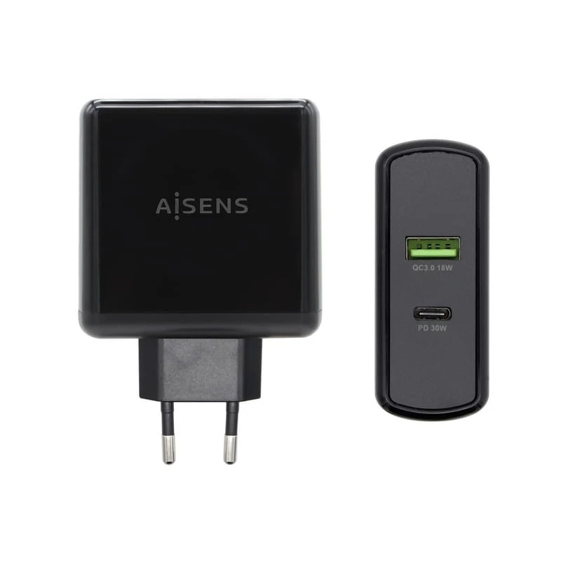Aisens ASCH-2PD30QC-BK: 48W Quick Charge 3.0 Negro - Cargador de Pared
