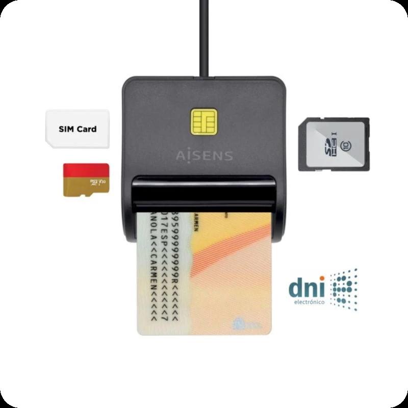 AISENS ASCR-SN02SD-BK Negro - Lector de Tarjeta Inteligente