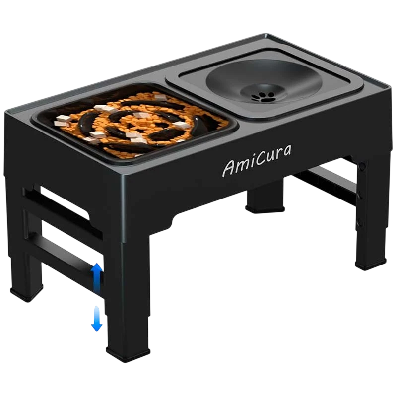 AmiCura Comedero Doble y Plegable con Altura Ajustable