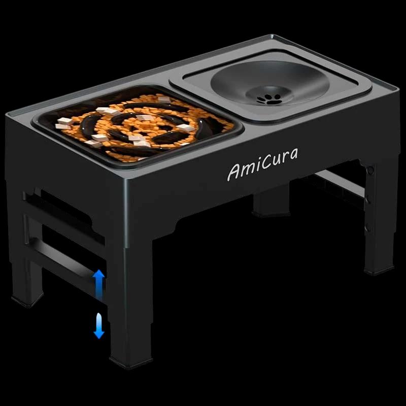 AmiCura Comedero Doble y Plegable con Altura Ajustable