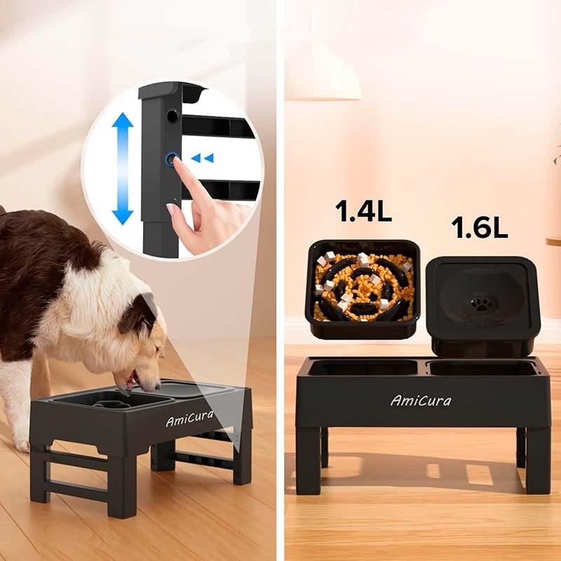 AmiCura Comedero Doble y Plegable con Altura Ajustable - capacidad