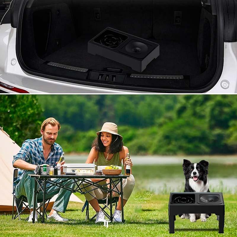 AmiCura Comedero Doble con Altura Ajustable - diseño plegable