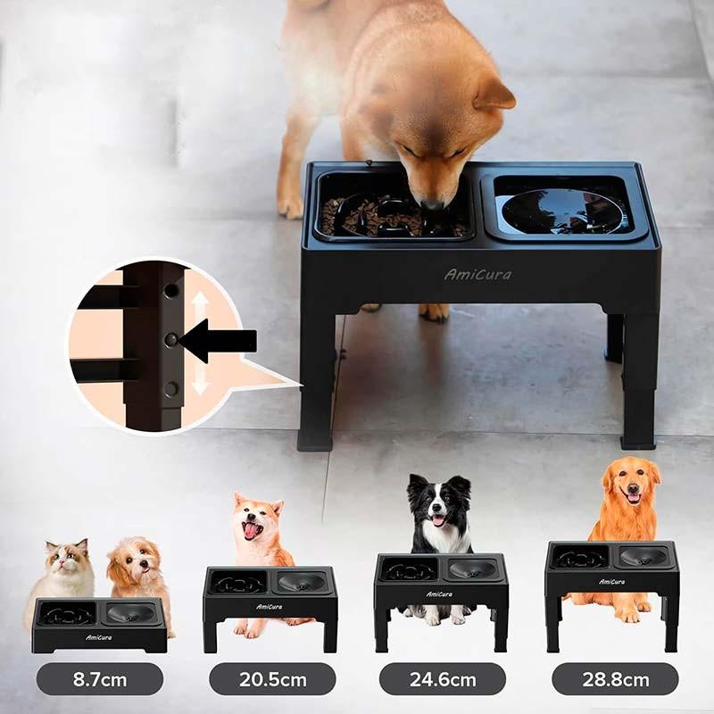 AmiCura Comedero Doble y Plegable - altura ajustable