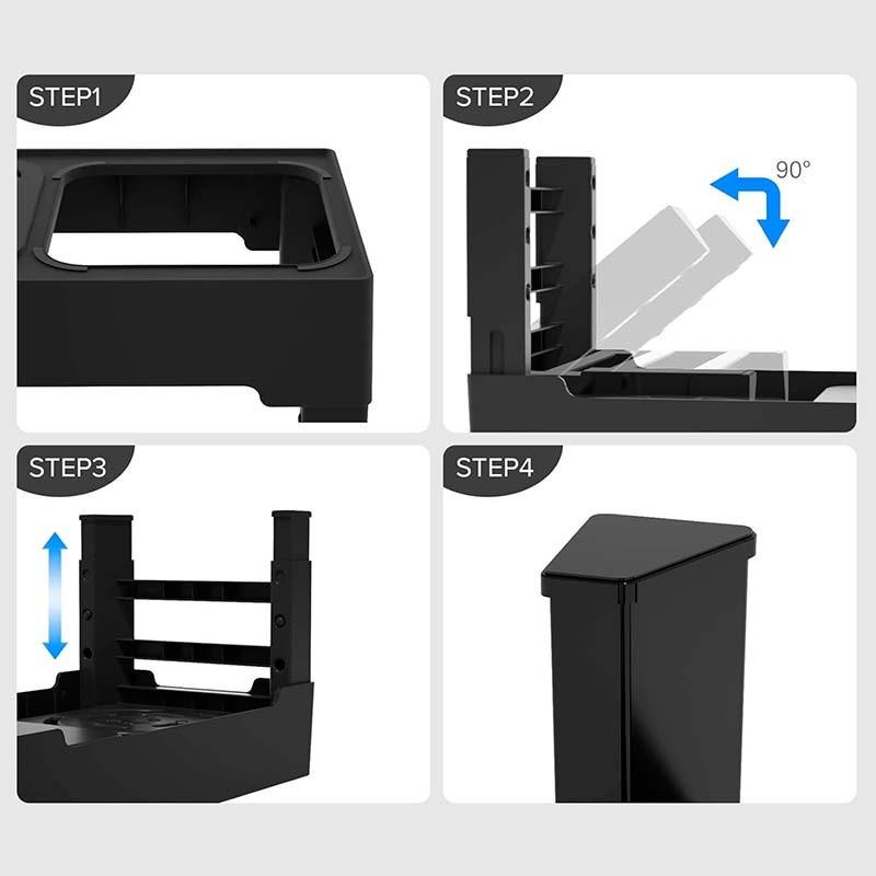 AmiCura Comedero Doble con Altura Ajustable - cómo se pliega