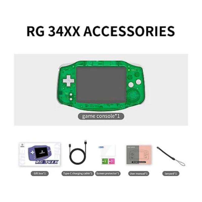 Conteúdo da caixa do Anbernic RG34XX 32GB Verde