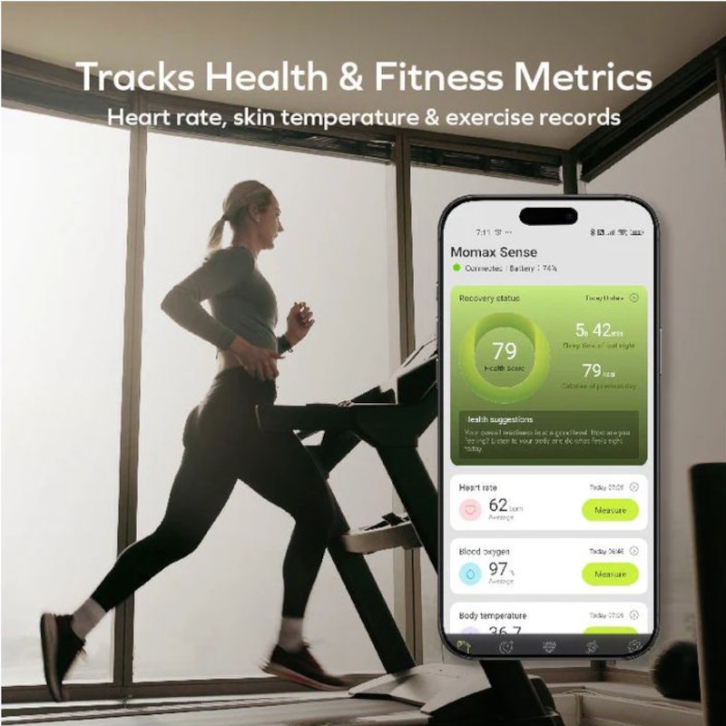 Datos de Anillo Inteligente Momax 1 Sense Gris Oscuro - Talla 10