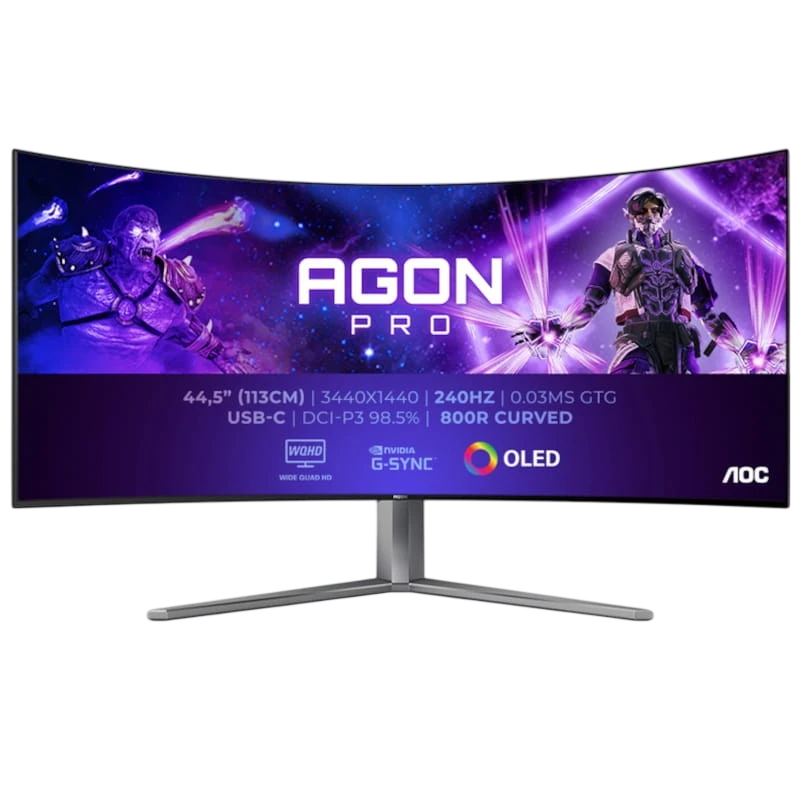 AOC AGON PRO AG456UCZD 45" WQHD OLED UltraWide Curva G-SYNC 240 Hz Preto - Monitor para PC