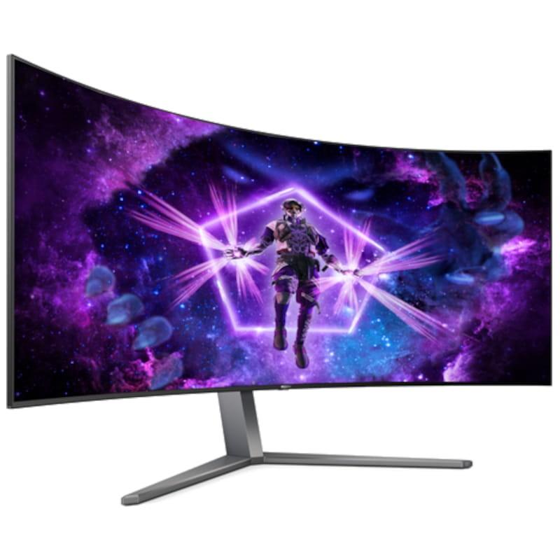 AOC AGON PRO AG456UCZD 45 WQHD OLED Light FX Preto - Monitor PC Vista frontal lado direito