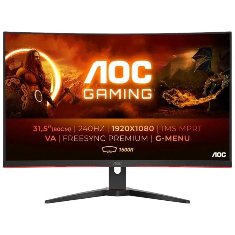AOC G2 C32G2ZE/BK 32 Full HD VA 240 Hz Curva FreeSync Negro Rojo - Monitor Gaming