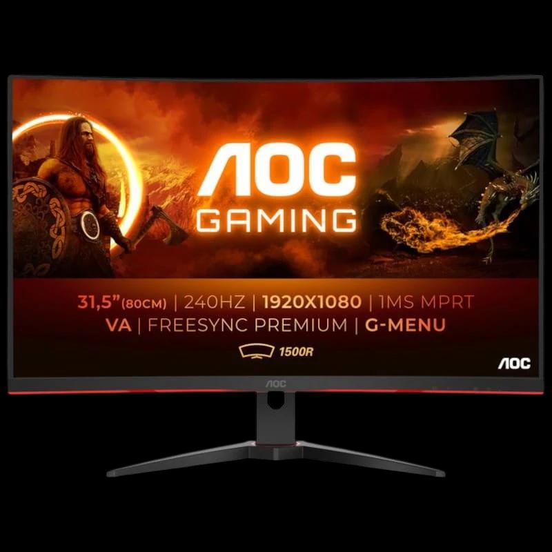AOC G2 C32G2ZE/BK 32 Full HD VA 240 Hz Curva FreeSync Negro Rojo - Monitor Gaming