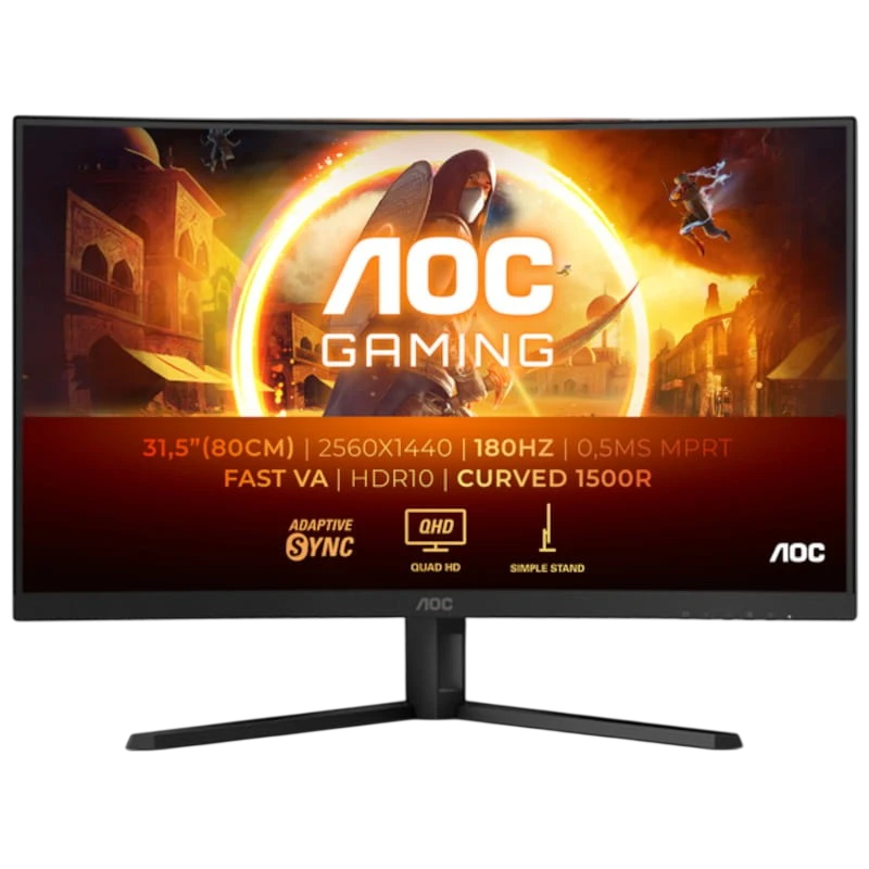 AOC G4 CQ32G4VE 32" 2K QHD VA Curva 180Hz Preto - Monitor Gaming