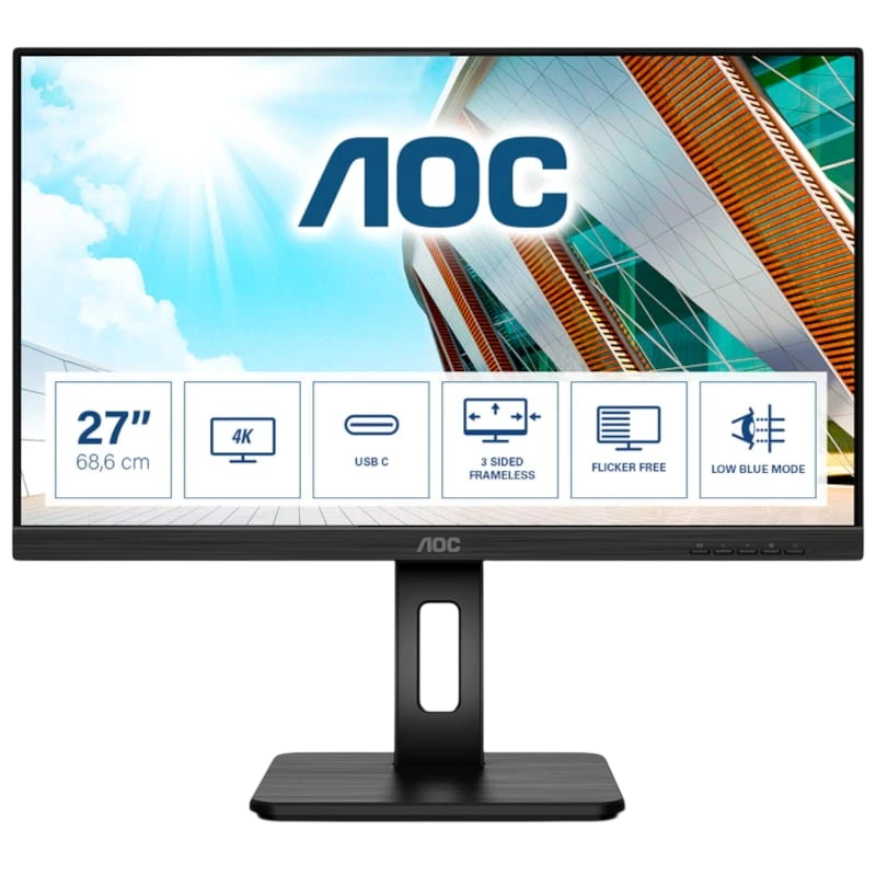 AOC U27P2CA 27 4K Ultra HD IPS Preto - Monitor de PC