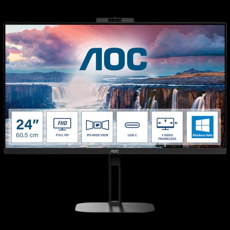 AOC V5 24V5CW 23.8 FullHD IPS Freesync Webcam Noir – Moniteur d'ordinateur