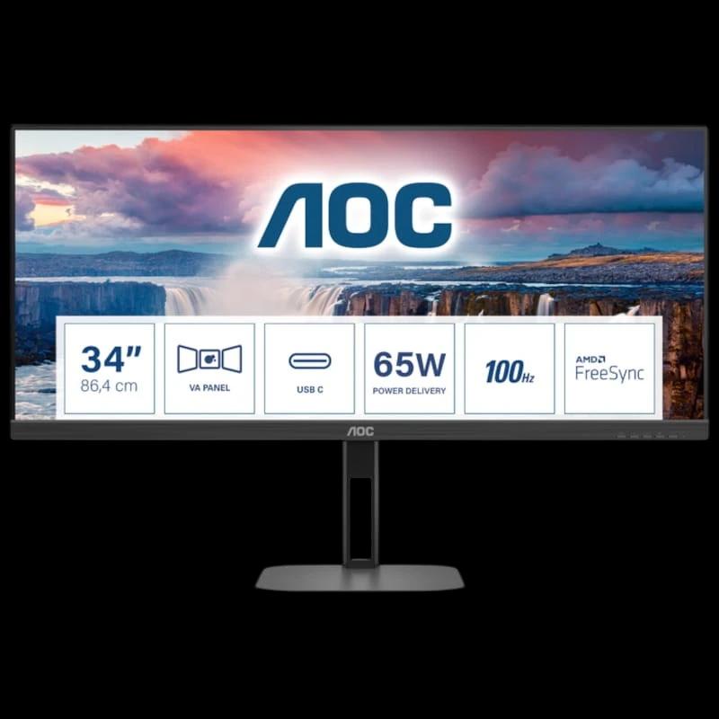 AOC V5 U34V5C/BK 34 WQHD VA UltraWide 100 Hz FreeSync Negro - Monitor Gaming