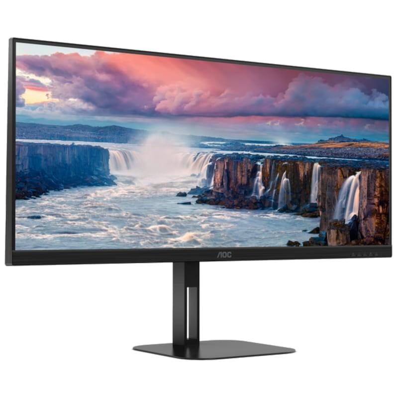 AOC V5 U34V5C/BK 34 UltraWide Quad HD LCD VA FreeSync Negro - Monitor Gaming vista frontal lado derecho