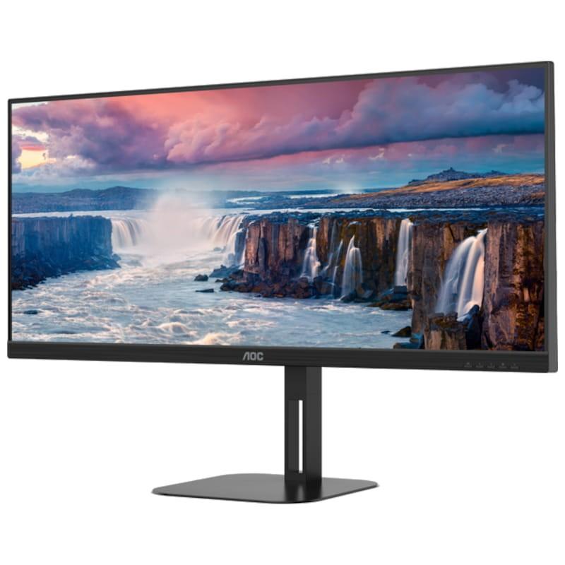 AOC V5 U34V5C/BK 34 UltraWide Quad HD LCD VA FreeSync Negro - Monitor Gaming vista frontal lado izquierdo